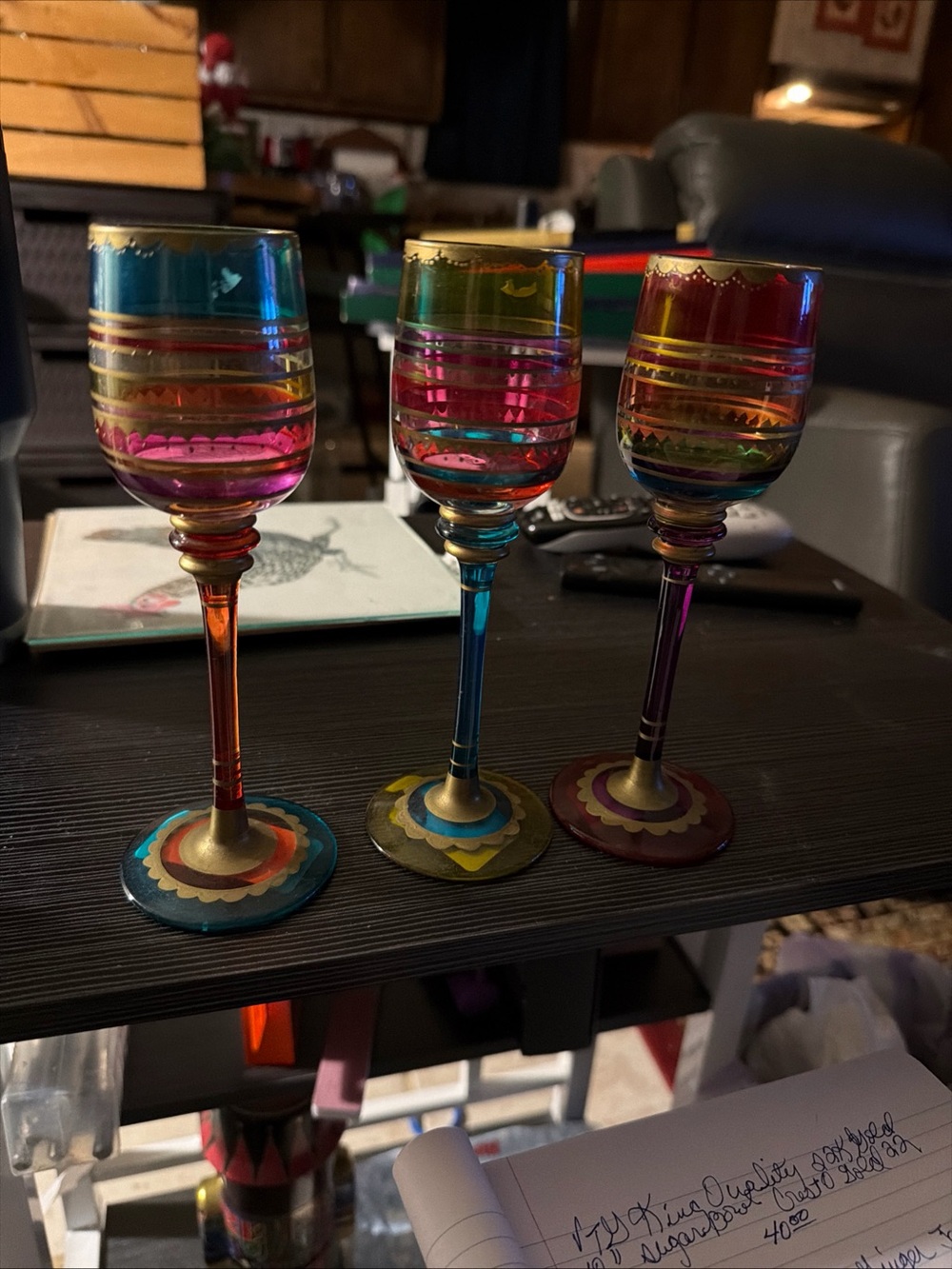 Hand-Painted Rainbow Wine Glasses - Colorful Glass Stemware Set